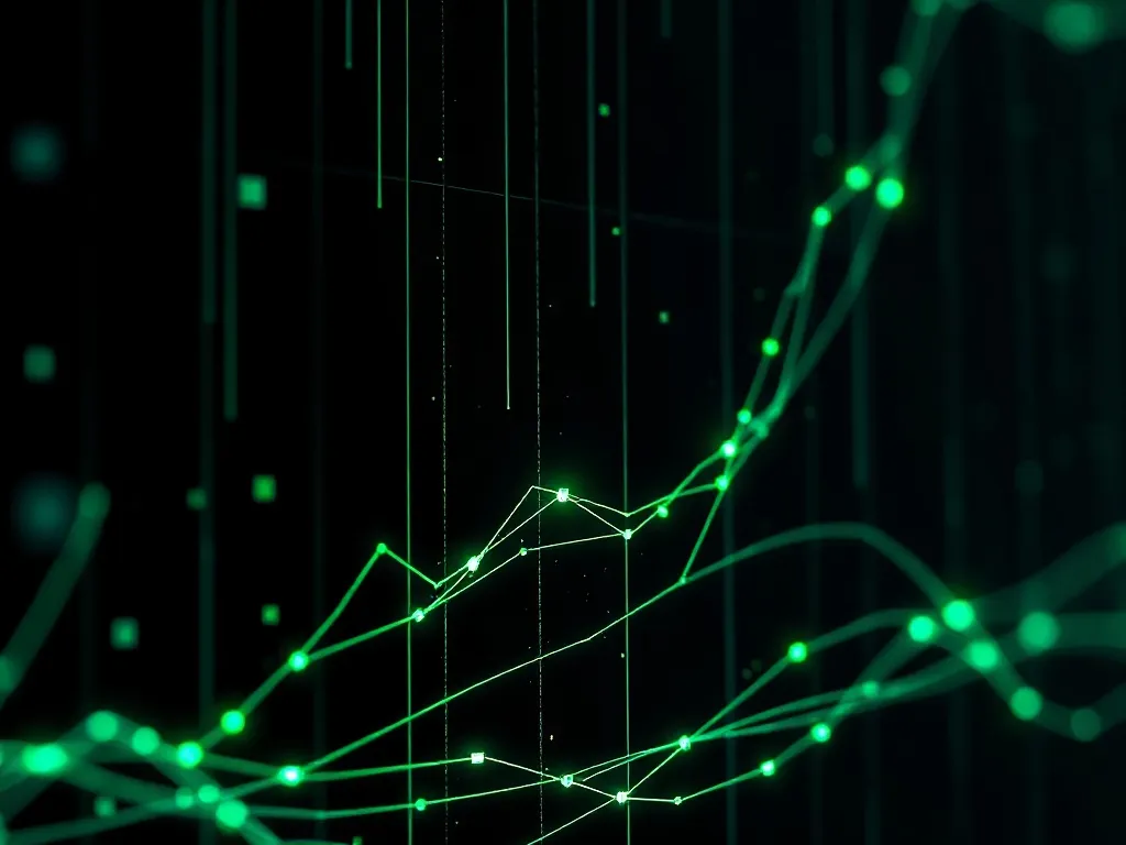 Abstract high-tech data visualization with glowing green lin